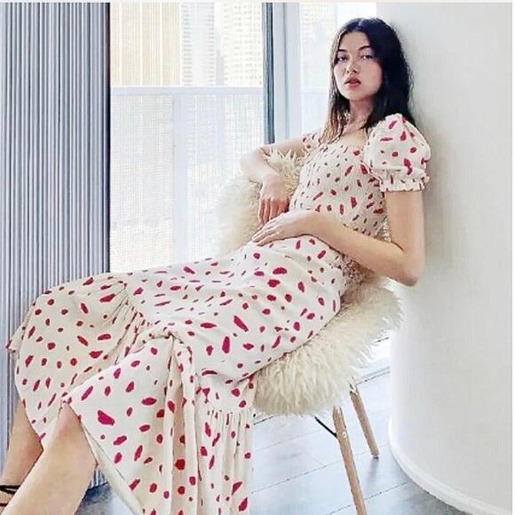 Aritzia Wilfred Women's White Pink Printed Straight A-Line Midi Maxi Skirt Sz 0 - Picture 2 of 7